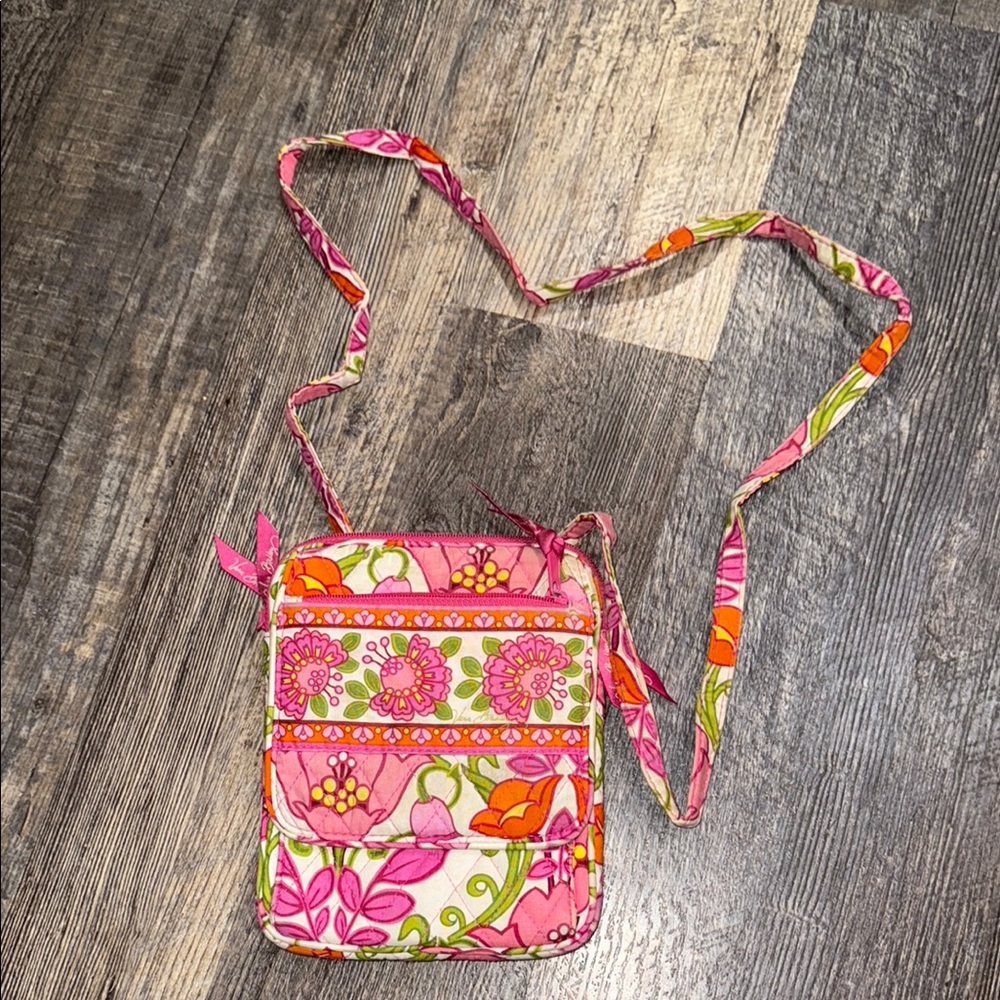 Vera Bradley Pink Floral Lilli Bell Crossbody Bag-retired